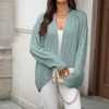 Women's Long Sleeve Open Front Loose Fit Casual Curved Hem Lightweight Knit Cardigan Sweater - 3 of 4