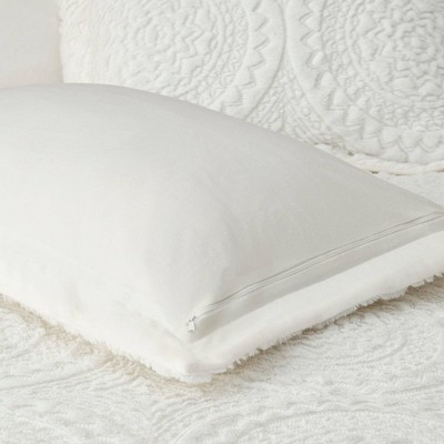 Ivory Full Faux Fur Reversible Comforter Set