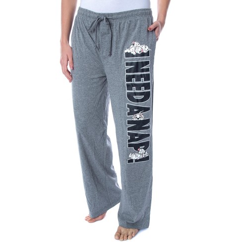 Disney Women's 101 Dalmatians I Need A Nap Soft Touch Cotton Pajama Pants  XS Grey