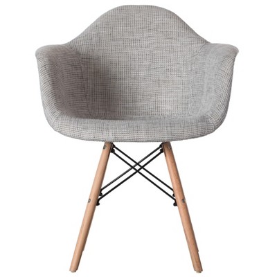 Gray Fabric Armchair with Beech Wood Legs, Set of 2