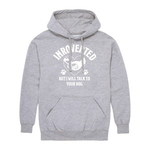 Men's - Instant Message - Introverted Will Talk To Dog Graphic Fleece Pullover Hoodie - 1 of 4