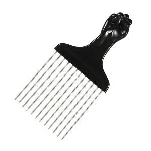 Unique Bargains Metal African Hair Picks Comb 5.83"x2.83" Black 1 Pc - 1 of 4