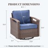 POCASSY Swivel Patio Chairs Swivel Rocker Set of 2, Dark Brown Hand-Brushed Arms 360° Swivel Outdoor Chairs with All Weather Brown Wicker & 4" Cushion - 4 of 4