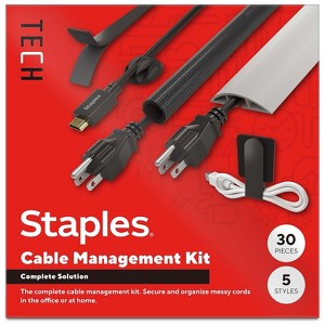 Staples TECH Cable Management Kit Assorted Colors 30/Pack (ST62395) - 1 of 4