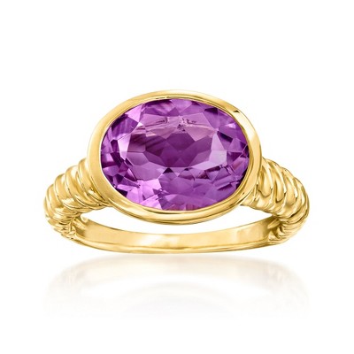 Ross-Simons 4.50 Carat Oval Amethyst Ring in 18kt Gold Over Sterling
