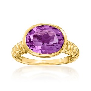 Ross-Simons 4.50 Carat Oval Amethyst Ring in 18kt Gold Over Sterling - 1 of 4