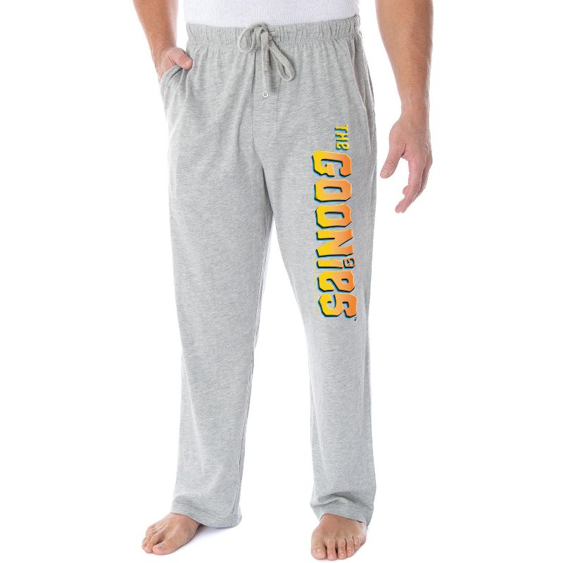 The Goonies Men's Classic Movie Logo Loungewear Sleep Bottoms Pajama Pants Heather Grey, 1 of 4
