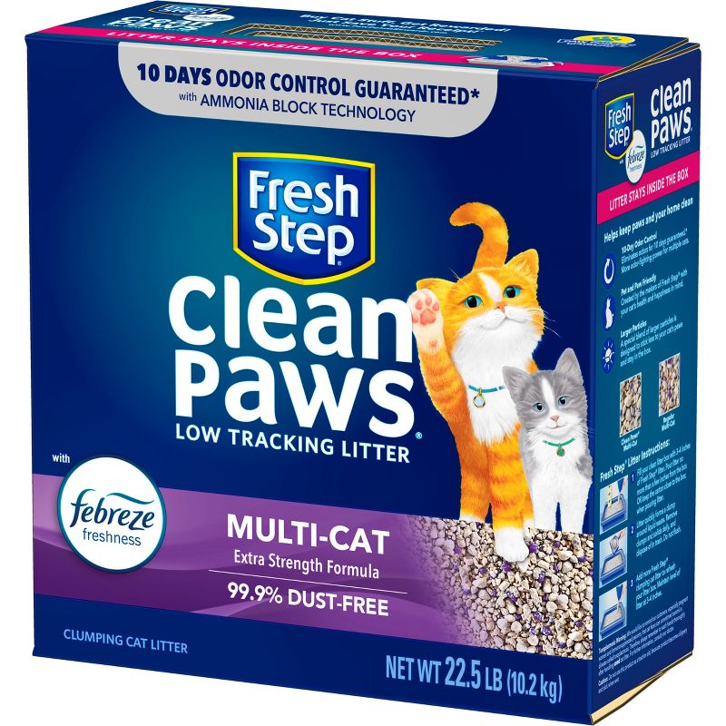 Fresh Step Clean Paws Multi-Cat with the Power of Febreze Scented Clumping Cat Litter - 22.5lbs, 5 of 16