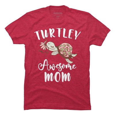 Men's Design By Humans Turtley Awesome Mom Turtle with Flower By animalshop T-Shirt