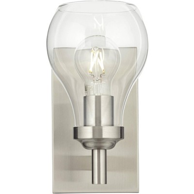 Danvers 13" Modern Minimalist Nickel Wall Sconce with Clear Globe