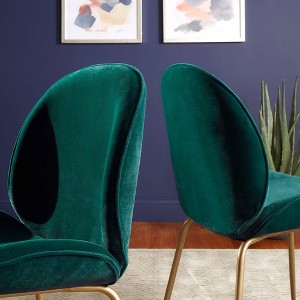 Set of 2 Lillie Velvet Upholstered Gold Finish Dining Chairs - Inspire Q - 1 of 3