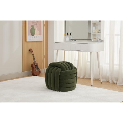 Grungis Small Chenille Fabric Knot Design Ottoman Bench,Makeup Stool Footstool Stylish Seat for Living Room,Bedroom