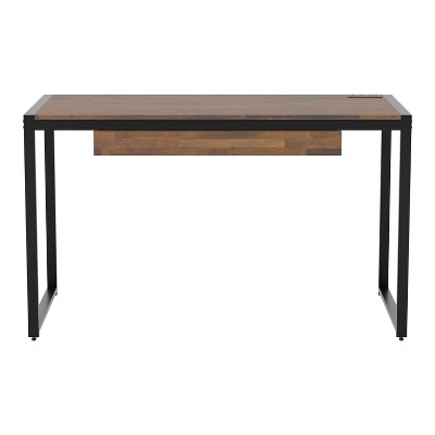 Eriboll Writing Desk with 1 Drawer and USB Plug Sand Black/Natural Tone - HOMES: Inside + Out