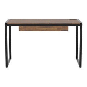 Eriboll Writing Desk with 1 Drawer and USB Plug Sand Black/Natural Tone - HOMES: Inside + Out: Transitional Style, Steel Frame, Power Strip - 1 of 4