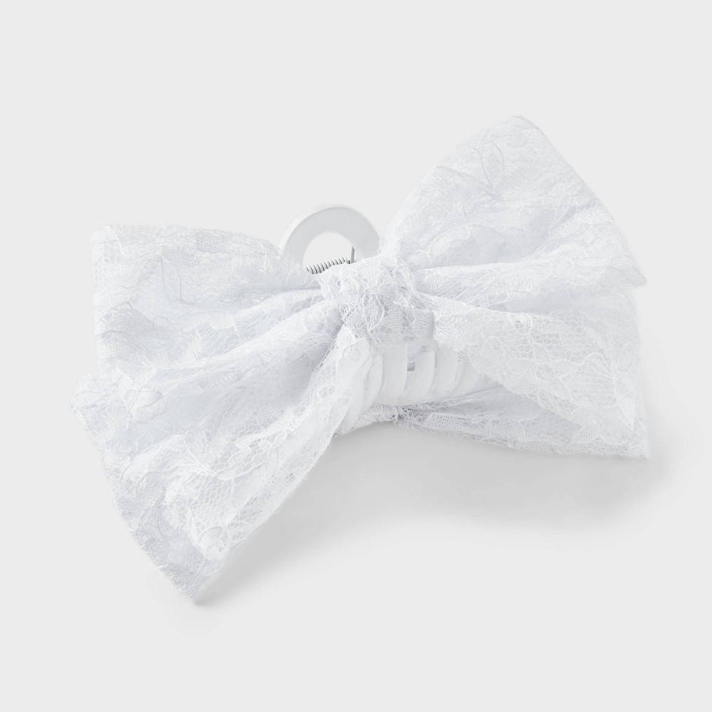 (7pcs)Lace Bow Claw Hair Clip - Wild Fable™ White