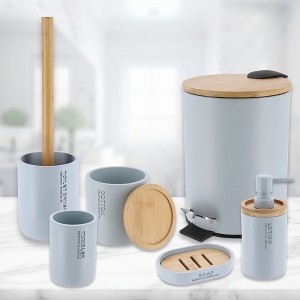 Evideco French Home Goods Bathroom Accessories with Natural Accents, Modern 6-piece Set - 1 of 4