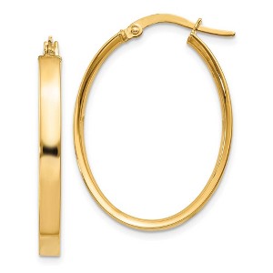 Black Bow Jewelry 3mm x 29mm 14k Yellow Gold Oval Hoop Earrings - 1 of 4