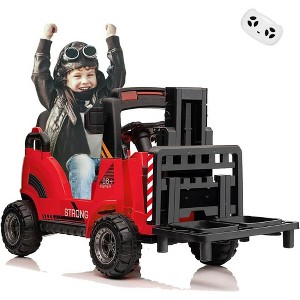 12V Kids Ride On Forklift Truck Toy with Remote Control, Electric Construction Car for Toddlers Kids, Liftable Fork, 2 Speeds, Low-Power Alarm - 1 of 4