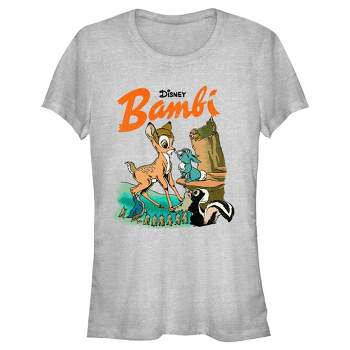 Womens Juniors Bambi Scene T-shirt Classic Target Distressed :