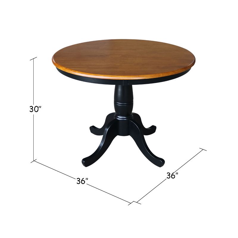 36&#34; Round Top Pedestal Dining Table Black/Red - International Concepts, 4 of 7