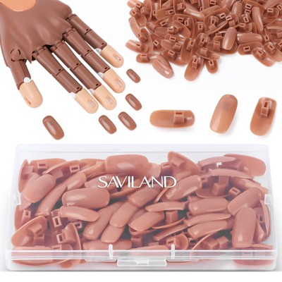 Saviland Pro 100PC Trainer Tip Refill System - Medical-Grade Acrylic Practice Tips for Nail Tech Certification Hand Kits. (Size: 100 Count)