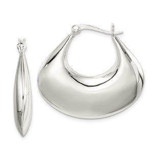 Black Bow Jewelry Wide and Polished Puffed Round Hoop Earrings in Sterling Silver - 1 of 4