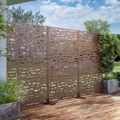 Lirago Metal Outdoor Privacy Screen Freestanding Patio Decorative Screens - 72"x47", Brown