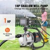 VEVOR Shallow Well Pump, 1HP 115V, 1200 GPH 145 ft Head, Portable Stainless Steel Sprinkler Booster Jet Pumps with Automatic Controller - 3 of 4