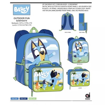 Bluey 16" School Backpack with Large Front Pocket & Rectangular Lunch Bag