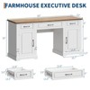60" Executive Desk with Drawers, Farmhouse Home Office Desk with Storage Cabinets, Wood Workstation Computer Desks for Home, Study, Work - 3 of 4