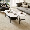 Vynxaria Elegant Ceramic Coffee Table - Double Layer Design with Walnut Finish - 2 of 4