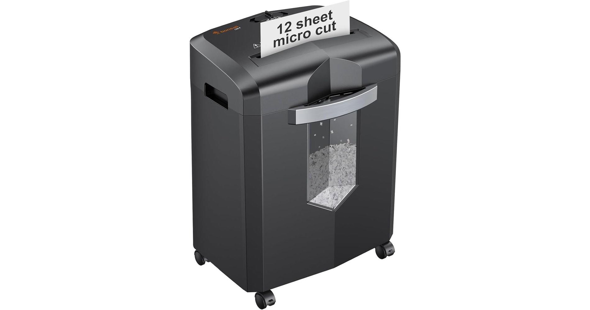 Bonsaii 12-Sheet Micro Cut P-4 Security Level Paper Shredder for CD, Credit Card, Mails, Staple, Clip, with Jam-Proof System & 4.2 Gal Pullout Bin