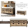 Whisen Rustic Storage Bench with 3 Drawers and 3 Rattan Baskets - 3 of 4