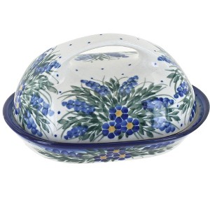 Blue Rose Polish Pottery 15A WR Unikat Butter Dish - 1 of 3