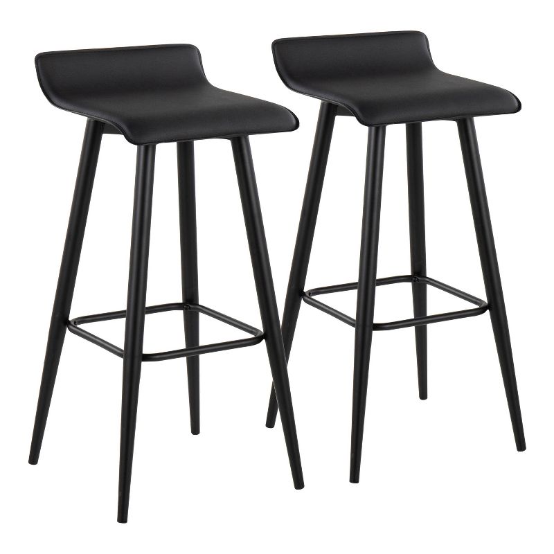 Set of 2 Ale Faux Leather/Steel Barstool Black - LumiSource, 1 of 12