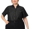 Agnes Orinda Women's Plus Size Short Sleeve V Neck Chest Pocket Solid Button Down Shirts - 2 of 4