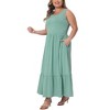 Agnes Orinda Women's Plus Size Round Neck Sleeveless Casual Tiered with Pockets Ruffle Maxi Sundresses - 2 of 4