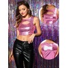 Allegra K Women's Metallic Crop Shiny Sleeveless Cut Out Party Holographic  Tank Tops Hot Pink Large : Target