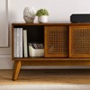 Chic Crate - 60" Mid-Century Media Console w/ Rattan & Solid Wood - 65"+ TV Stand for Living/Media Rooms - Natural Oak - 4 of 4