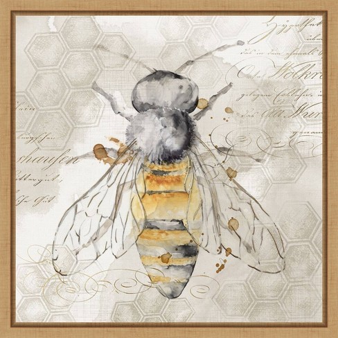 Amanti Art 16"x16" Queen Bee II by Eva Watts Framed Canvas Wall Art Print: Modern Lithograph, Insect Theme - image 1 of 4