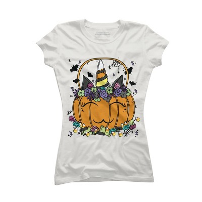 Junior's Design By Humans Halloween Unicorn By Desdymona T-Shirt