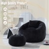 MOONMISS Modern Extra Large Round Bean Bag Chair with Footrest for Living Room, Chenille Fabric Lazy Sofa with Pillow for Adults,Black - 3 of 4