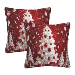 Pillow Covers Red Christmas Tree Ball Xmas Festive Decorative Throw Pillow Case - 1 of 3