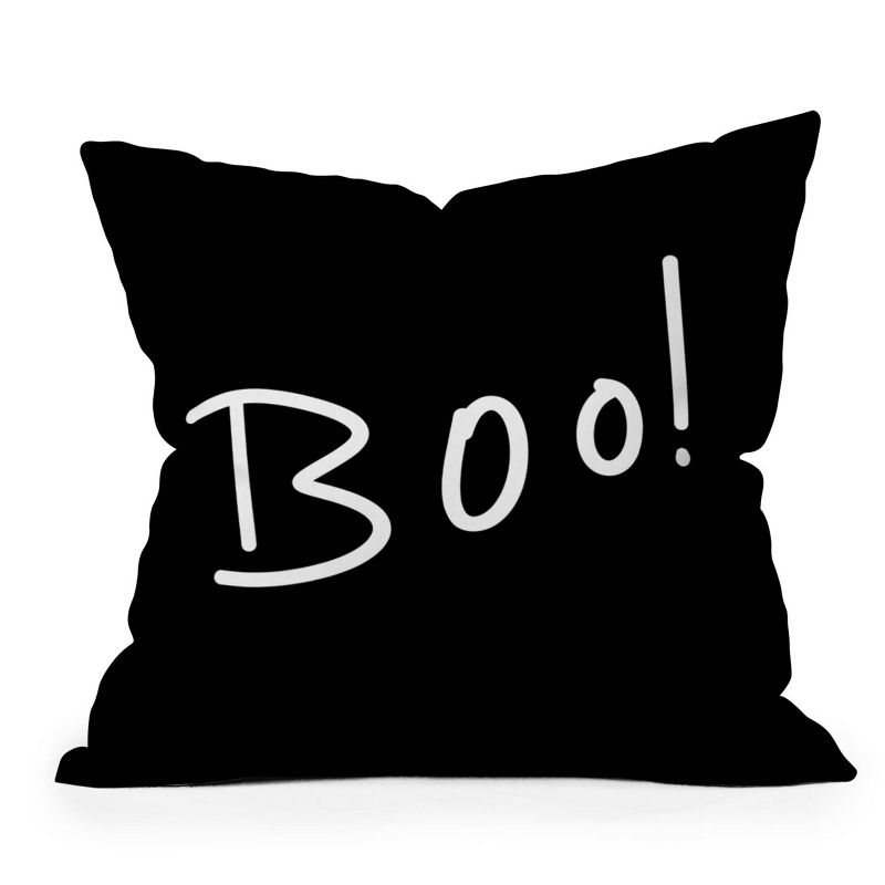 Lisa Argyropoulos 'Halloween Boo' Typography Square Throw Pillow Black - Deny Designs, 1 of 6