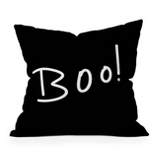 Lisa Argyropoulos 'Halloween Boo' Typography Square Throw Pillow Black - Deny Designs