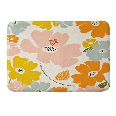 Oranges Flowers Rain Summer Floral Memory Foam Bath Mat - Deny Designs :  Target