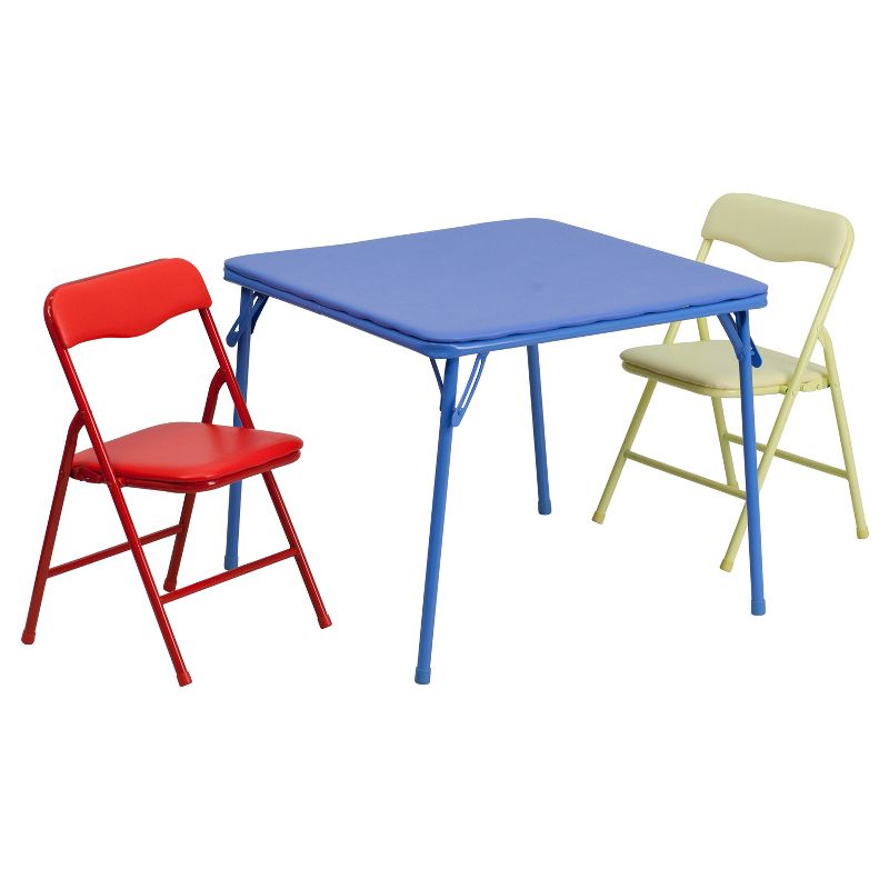 Flash Furniture Kids Colorful 3 Piece Folding Table and Chair Set, 1 of 4