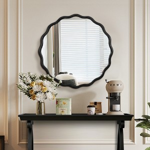 Lycvki 31" Round Wood Framed Wall Decor Mirror - 1 of 4
