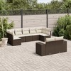 vidaXL 9 Piece Patio Sofa Set with Cushions - Brown and Cream Without Table - 2 of 4