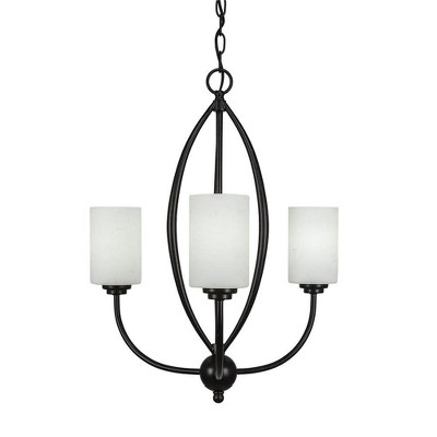 Toltec Lighting Marquise 3 - Light Chandelier in  Dark Granite with 4" White Muslin Shade